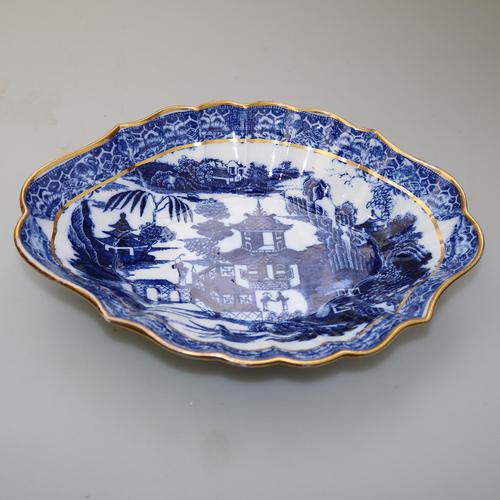 Large Blue & White Long Bridge Bowl Pottery, Unusually Decorated Underneath 19thc (1 of 6) Large Blue & White Long Bridge Bowl Pottery, Unusually Decorated Underneath 19thc (1 of 6)