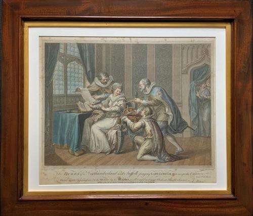Superb Mahogany Framed Georgian Coloured Engraving of 2 Jukes & Lady Gray c.1803 (1 of 12) Superb Mahogany Framed Georgian Coloured Engraving of 2 Jukes & Lady Gray c.1803 (1 of 12)