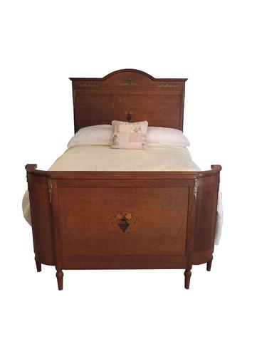 Double 4'6" - Antique French Oak Bedstead (1 of 3)