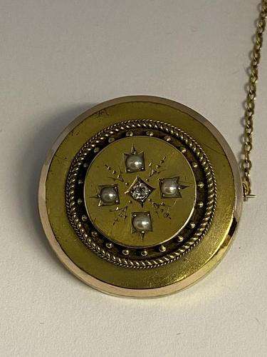 Victorian 15ct Pearl & Diamond Locket Brooch (1 of 6) Victorian 15ct Pearl & Diamond Locket Brooch (1 of 6)