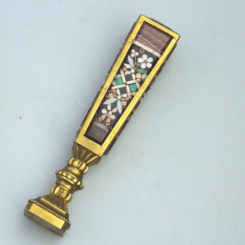 Extremely Rare & Fine Substantial Inlaid Hardstone Desk Seal - 19th Century (1 of 7) Extremely Rare & Fine Substantial Inlaid Hardstone Desk Seal - 19th Century (1 of 7)