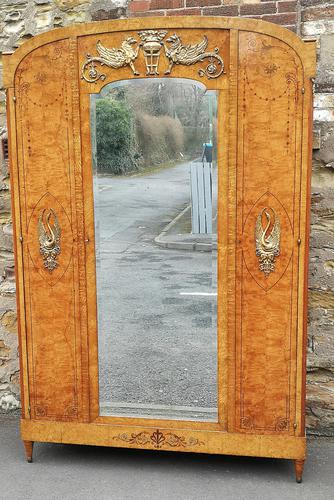 French Art Deco Burr Ash, Marquetry & Gilt Metal Mounted Wardrobe c.1910 (1 of 18)