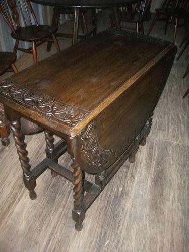 Carved Oak Gateleg Barley Twist Dining Table (1 of 5)