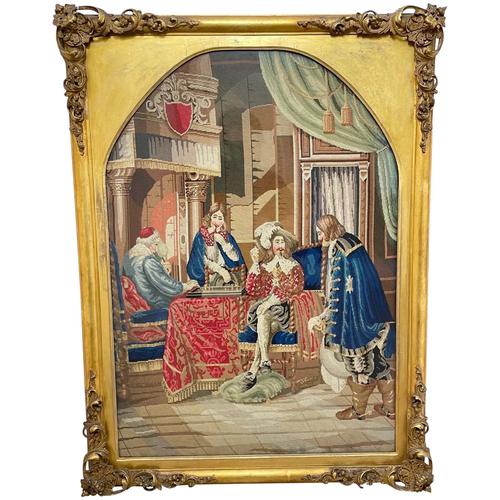 Large Artwork Gilt Gesso Framed 19th Century Tapestry French Royal Court "Playing Chess" (1 of 44) Large Artwork Gilt Gesso Framed 19th Century Tapestry French Royal Court "Playing Chess" (1 of 44)