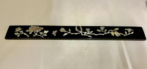 Antique Oriental Inlaid Black Lacquer Rule c.1870 (1 of 5)