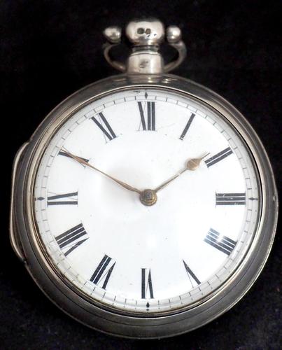 Antique Silver Pair Case Pocket Watch Fusee Verge Escapement Key Wind Enamel Dial Richardson London (1 of 13)