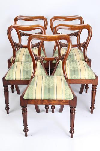 Set of 5 Antique Victorian Mahogany Balloon Back Chairs (1 of 13)