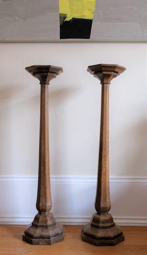 Antique Oak Jardinière Pedestals Stands (1 of 9)