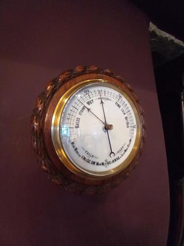 Large Antique Victorian Polished Oak Ship's Barometer (1 of 7)