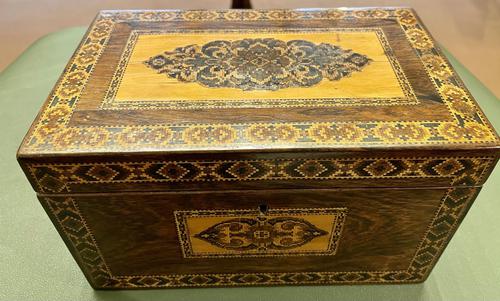 Pretty 19th Century Tunbridge Ware Tea Caddy (1 of 5) Pretty 19th Century Tunbridge Ware Tea Caddy (1 of 5)