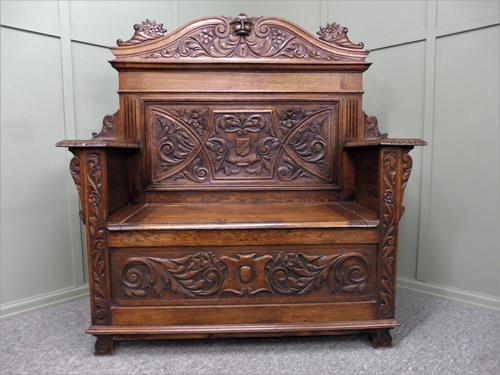 Carved Oak Green Man Bench (1 of 13)