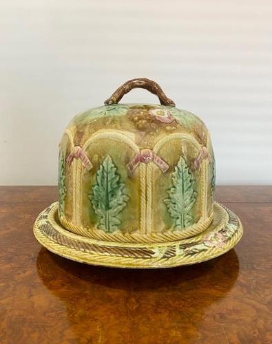 Large Antique Quality Majolica Cheese Dish (1 of 4)