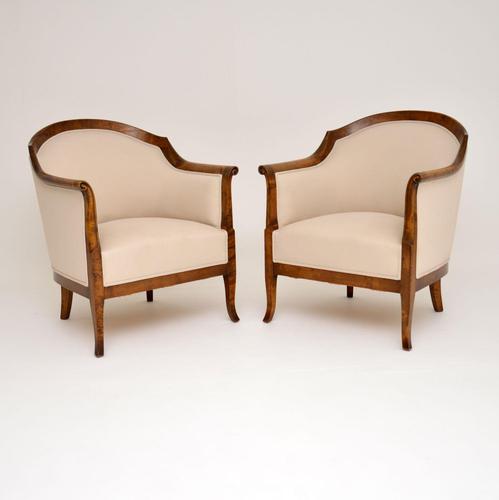 Pair of  Antique  Swedish Satin Birch  Armchairs (1 of 12)