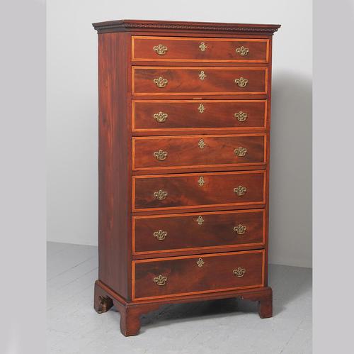 Tall George III Irish Inlaid Mahogany Chest of Drawers (1 of 10)