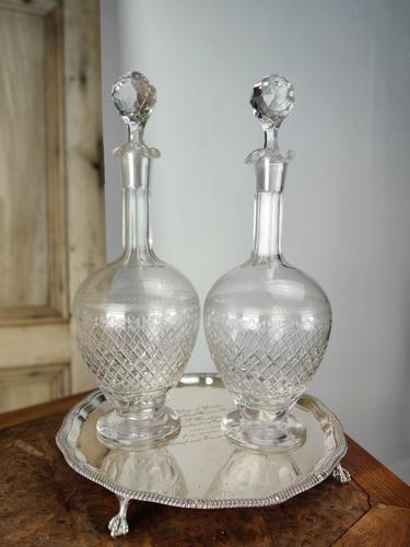 Pair of Edwardian Cut Glass Decanters (1 of 5)