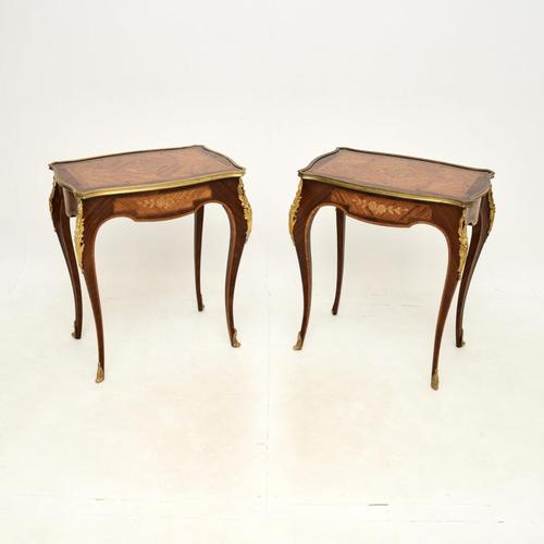 Pair of Antique French Inlaid Marquetry Side Tables (1 of 10)
