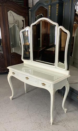 Painted French Dressing Table With Glass Top (1 of 6)