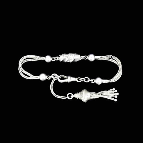 Antique Sterling Silver Albertina Watch Chain Bracelet with Tassel (1 of 8)