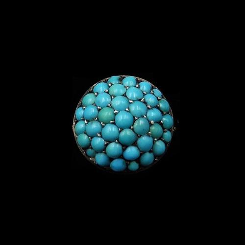 Antique Pavé Turquoise Bombé Cluster 9ct Gold & Silver Ring (1 of 8) Antique Pavé Turquoise Bombé Cluster 9ct Gold & Silver Ring (1 of 8)