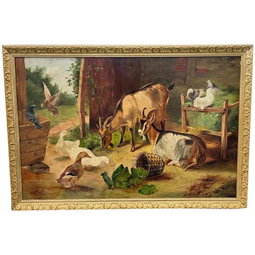 Antique Oil Painting "Farmyard Gathering" After Edgar Hunt c.1912 (1 of 42) Antique Oil Painting "Farmyard Gathering" After Edgar Hunt c.1912 (1 of 42)