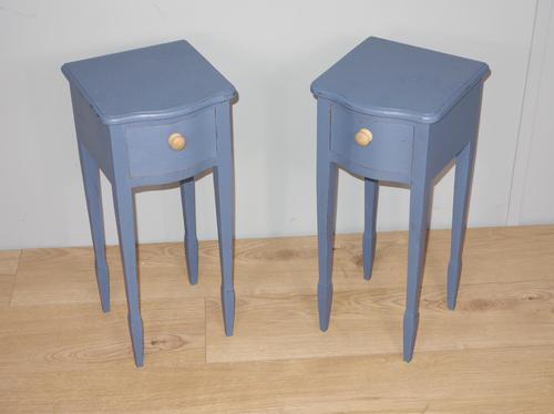 Pair of Small Blue Painted Bedside Tables (1 of 7)