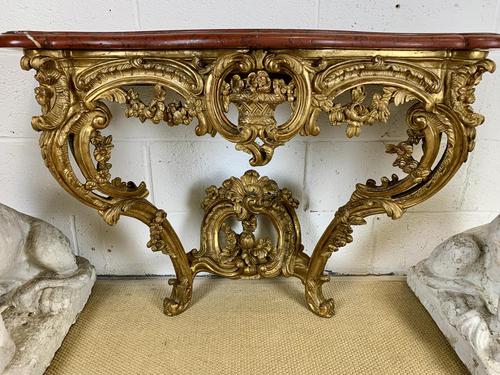 Giltwood Console Table with Red Marble Top (1 of 5) Giltwood Console Table with Red Marble Top (1 of 5)