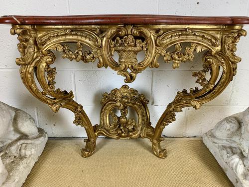 Giltwood Console Table with Red Marble Top (1 of 5)