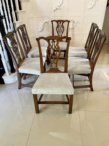 Quality Antique Oak Set of Six George III Chippendale Dining Chairs (1 of 15)