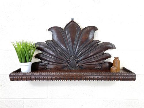 Victorian Carved Oak Wall Hanging Shelf (1 of 7)