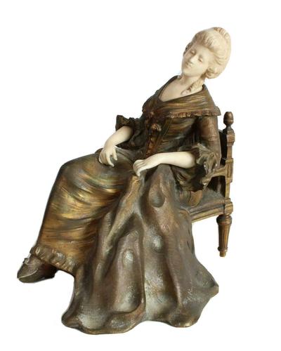Important Art Nouveau Bronze Marble Seated Lady Sculpture By Xavier Raphanel (1 of 39) Important Art Nouveau Bronze Marble Seated Lady Sculpture By Xavier Raphanel (1 of 39)