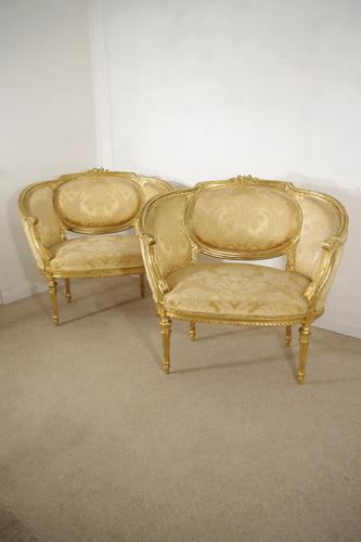 Pair of 19th Century French Gilt Louis XVI Style Armchairs (1 of 19) Pair of 19th Century French Gilt Louis XVI Style Armchairs (1 of 19)
