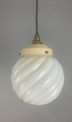 Art Deco Original Shade Pendant Ceiling Light; Original Gallery; Rewired (1 of 6)