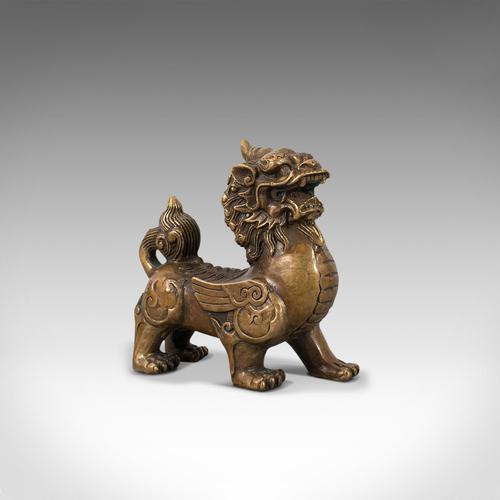 Small Antique Pixiu Statue, Oriental, Brass, Mythology, Figure, Victorian, 1900 (1 of 12)