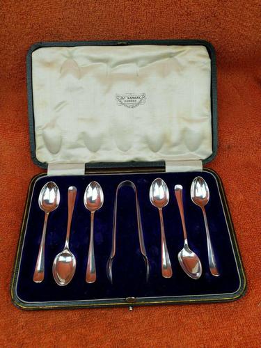 Antique Sterling Silver Hallmarked Cased Tea Spoons & Sugar Tongs 1917, Sheffield Cooper Brothers & Sons Ltd (1 of 9) Antique Sterling Silver Hallmarked Cased Tea Spoons & Sugar Tongs 1917, Sheffield Cooper Brothers & Sons Ltd (1 of 9)