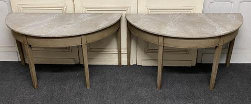 Pair of Georgian Painted Demi Lune Console Tables (1 of 22)