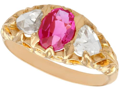 1.28ct Burmese Pink Sapphire & 0.76ct Diamond, 22ct Yellow Gold Trilogy Ring - Antique Victorian (1 of 12) 1.28ct Burmese Pink Sapphire & 0.76ct Diamond, 22ct Yellow Gold Trilogy Ring - Antique Victorian (1 of 12)