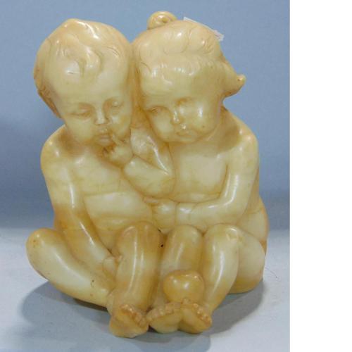 Fritz Kochendorfer - Good Carved Alabaster Group of Children c.1900 (1 of 6)