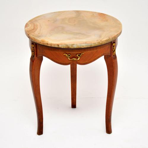 Antique French Inlaid King Wood & Onyx Side Table (1 of 6)