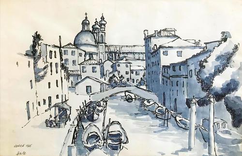 Original watercolour' Venetian canal' 1965. by Helen Hale ROI, NS, SWA. B.1936. (1 of 1) Original watercolour' Venetian canal' 1965. by Helen Hale ROI, NS, SWA. B.1936. (1 of 1)