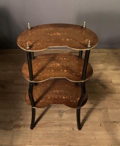 French Inlaid Three Tier Birds-eye Maple Etarge / Whatnot (1 of 11)