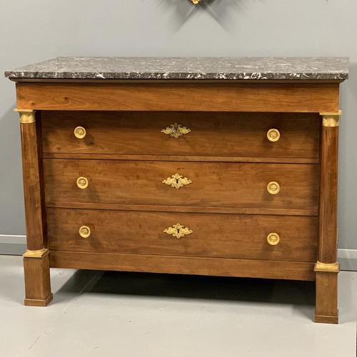 French Empire Commode Chest of Drawers with Marble Top (1 of 7) French Empire Commode Chest of Drawers with Marble Top (1 of 7)