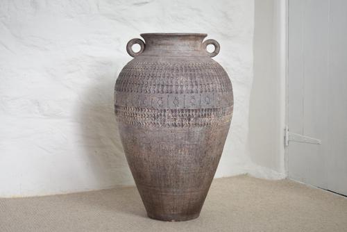 Large Mediterranean Earthenware Floor Vase with Loop Handles (1 of 10)