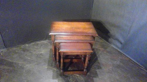 Jacobean Style Oak Nest of 3 Tables (1 of 4)