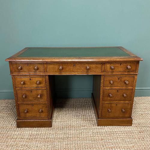 19th Century Victorian Oak Antique Pedestal Desk (1 of 7)