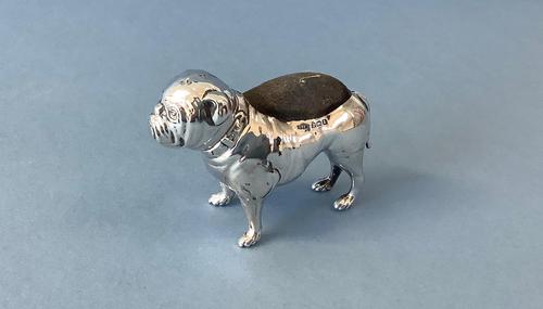 Antique Silver Bulldog Pin Cushion (1 of 4) Antique Silver Bulldog Pin Cushion (1 of 4)