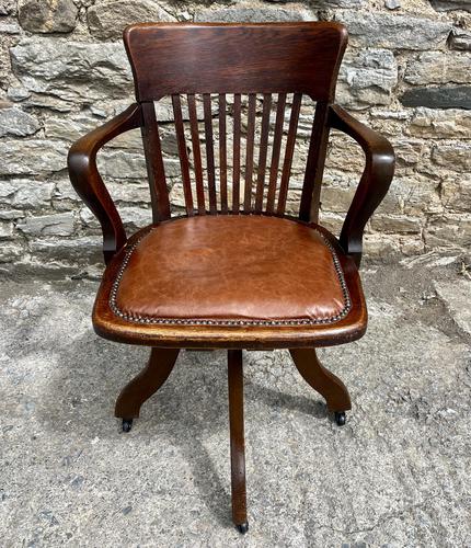 Antique Oak Swivel Desk Chair (1 of 10)