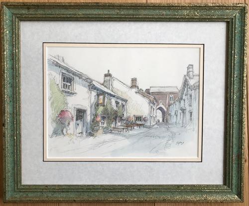 Original Watercolour 'Pub & Gateway' by Aubrey Sykes 1910-1995 (1 of 2) Original Watercolour 'Pub & Gateway' by Aubrey Sykes 1910-1995 (1 of 2)