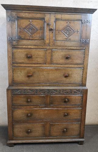 Carved Oak Millinery Cupboard / Tallboy / Press (1 of 11)