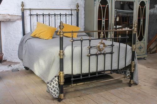 Handsome Victorian Naturally Aged Brass & Iron King Size Bed (1 of 8)