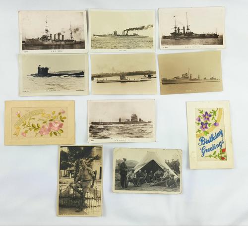 WW1 and WW2 Postcards Submarines, Boats & Embroidered. Photographic (1 of 2) WW1 and WW2 Postcards Submarines, Boats & Embroidered. Photographic (1 of 2)